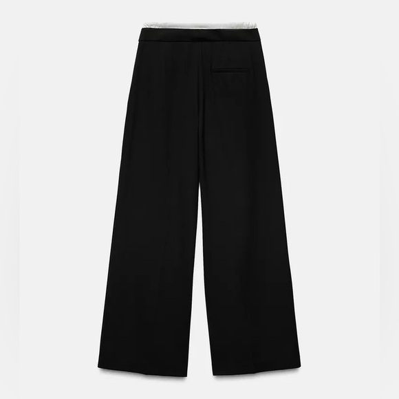 Zara Women's Double Waist Wide Leg Black Casual Pants - Picture 3 of 6